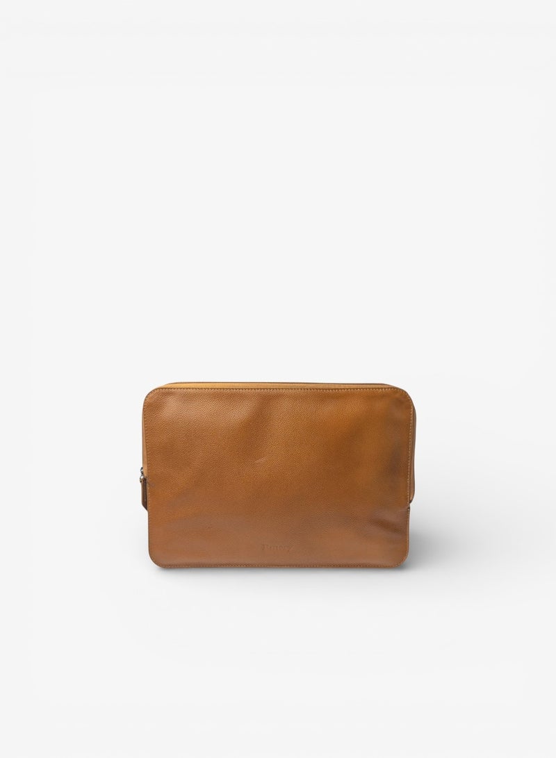 Emery Aegis 14/16-Inch Leather Laptop Sleeve | Professional Folio for MacBook Pro & Laptops | Full-Grain Leather with Secure Zip Closure (Tan, Regular) - Image 4
